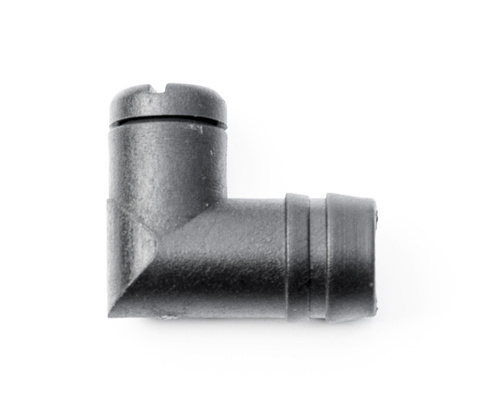 Króciec plastikowy z odpowietrzeniem kątowy 16mm