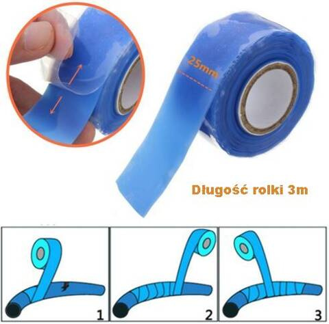 Taśma silikonowa wulkanizująca 25x3m blue black