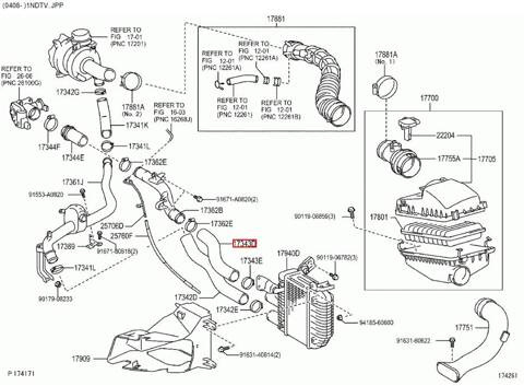 Wąż intercoolera Toyota Corolla 1.4D 17343-33010
