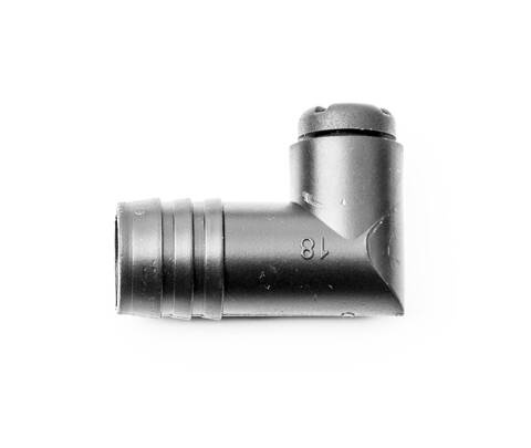 Króciec plastikowy z odpowietrzeniem kątowy 18mm