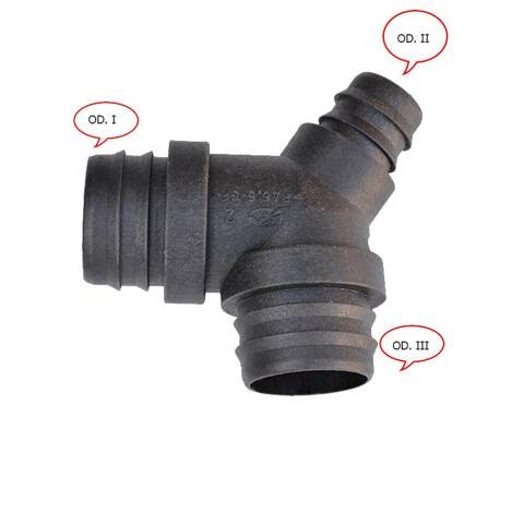 Trójnik plastikowy Y na wąż 33x10x33mm Pa6