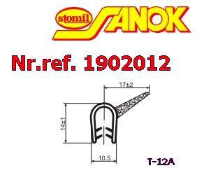 Uszczelka gumowa na rant z piórkiem T12A