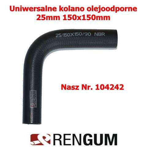 Kolanko gumowe olejoodporne NBR-AR 25mm 150x150mm
