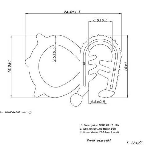 Uszczelka gumowa uniwersalna do drzwi T-28