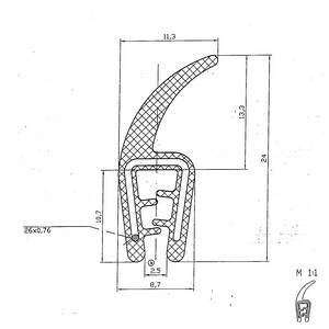 Uszczelka krawędziowa zbrojona z płetwą T-49