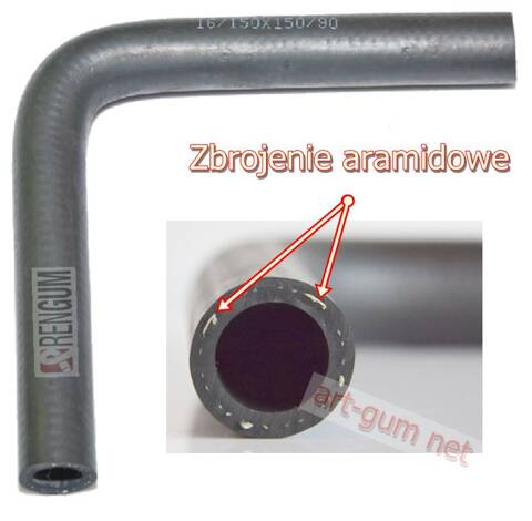 Kolanko gumowe chłodnicy EPDM fi 16 mm 150x150mm