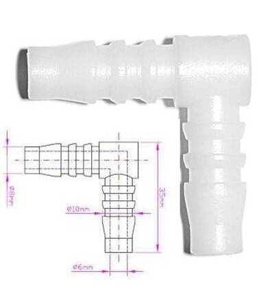 Kolanko plastikowe na wąż paliwa fi.8mm POM