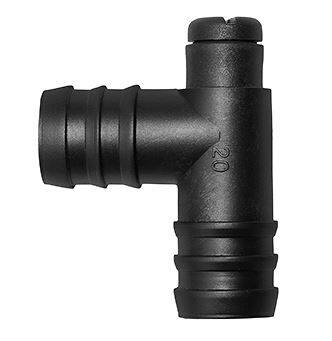 Kolanko plastikowe na wąż 20mm z odpowietrzeniem