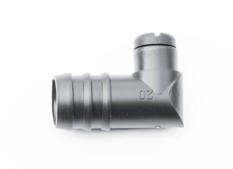 Króciec plastikowy z odpowietrzeniem kątowy 20mm