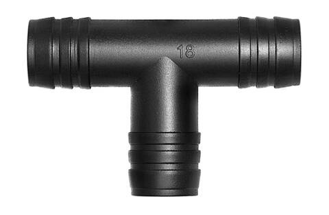 Trójnik plastikowy T na wąż 18x18x18mm