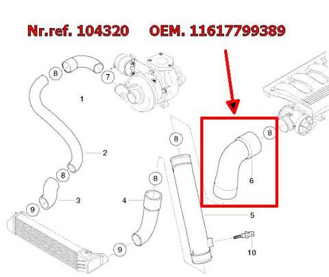 Wąż intercoolera BMW E46 E39 E38 X5 11617799389