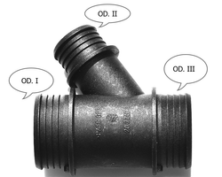 Trójnik plastikowy Y na wąż 37x25x37mm Pa6